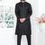 Black linen cotton kurta for men