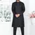 Black linen cotton kurta for men