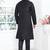 Black linen cotton kurta for men