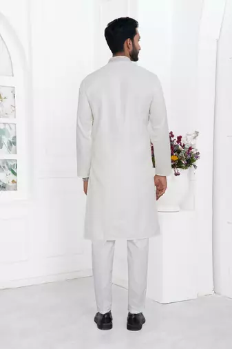 Cream linen cotton kurta for men