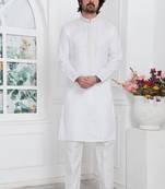 Off white linen cotton kurta for men