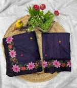 Purple Color Multi Thread Embroidery Work Manipuri Silk Saree
