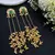 Kashmiri long ghungroo earrings, gold tone green statement earrings
