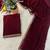 Maroon Color Plain With Sequins And Embroidery Lace Work Velvet Saree
