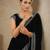 Black Color Plain With Sequins And Embroidery Lace Work Velvet Saree