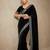 Black Color Plain With Sequins And Embroidery Lace Work Velvet Saree
