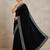 Black Color Plain With Sequins And Embroidery Lace Work Velvet Saree