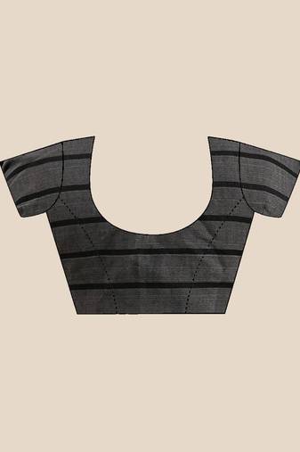 Black Embroidered Cotton Saree With Blouse