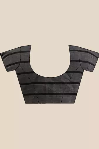 Black Embroidered Cotton Saree With Blouse