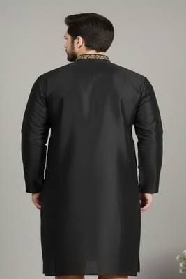 Black embroidered dupion silk kurta 2