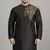 Black embroidered dupion silk kurta