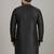Black embroidered dupion silk kurta