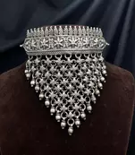 Antique flower jali choker necklace set | vintage handmade brass hasli torque