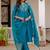 Sky blue viscose mango silk embroidered & sequins work kurta set