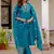 Sky blue viscose mango silk embroidered & sequins work kurta set