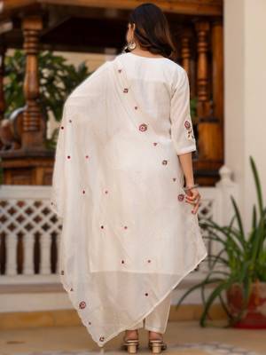 White viscose mango silk embroidered & sequins work kurta set 2
