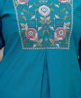 Sky blue viscose mango silk embroidered & sequins work kurta set 4