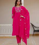 Pink viscose mango silk embroidered & sequins work Kurta set