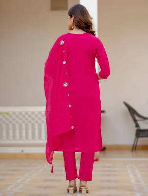 Pink viscose mango silk embroidered & sequins work Kurta set 2