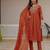 Orange viscose silk embroidery & sequins work straight suit