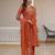 Orange viscose silk embroidery & sequins work straight suit