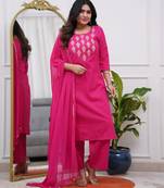 Pink silk blend embroidered partywear salwar kameez