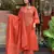 Rust silk blend embroidered partywear salwar kameez