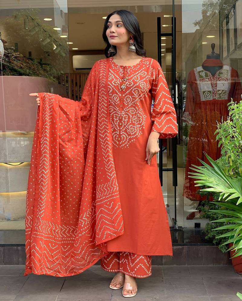 Rust silk blend embroidered partywear salwar kameez