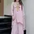 Pink french crepe embroidered ethnic readymade kurta set