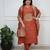 Rust silk blend embroidered partywear salwar kameez