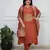 Rust silk blend embroidered partywear salwar kameez