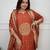 Rust silk blend embroidered partywear salwar kameez