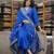 Blue silk blend embroidered salwar kameez