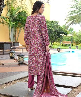 Pink cotton silk embroidered ceremonial salwar suit 2
