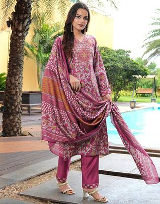 Pink cotton silk embroidered ceremonial salwar suit 4