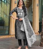 Grey vatican embroidered ceremonial salwar suit