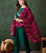 Green silk blend embroidered salwar kameez
