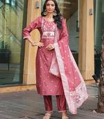 Peach vatican embroidered ceremonial salwar suit