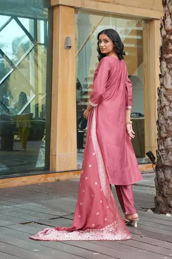 Peach vatican embroidered ceremonial salwar suit
