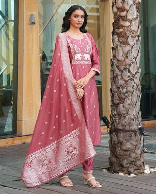 Peach vatican embroidered ceremonial salwar suit 4