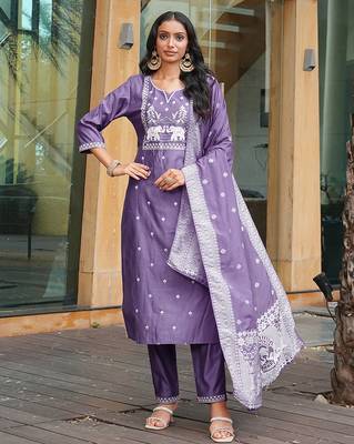 Purple vatican embroidered ceremonial salwar suit 1
