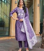Purple vatican embroidered ceremonial salwar suit