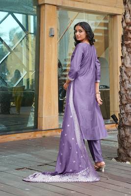 Purple vatican embroidered ceremonial salwar suit 2