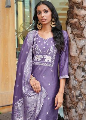 Purple vatican embroidered ceremonial salwar suit 3