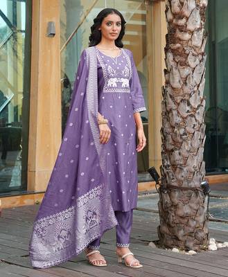 Purple vatican embroidered ceremonial salwar suit 4