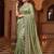 Green Color Embroidery Work Of Beads & Sequins Work Fendy Satin Silk Blend Saree