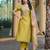 Yellow cotton silk embroidered ceremonial salwar suit