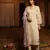 Cream cotton silk embroidered ceremonial salwar suit