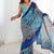 multi color chinon silk blend print work with mirror work border designer saree