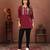 Wine rinkal cotton embroidered formal looking casual short kurta